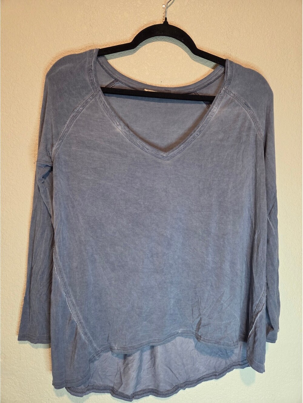Jane and Delaney Medium Blue Long Sleeve V-Neck Top